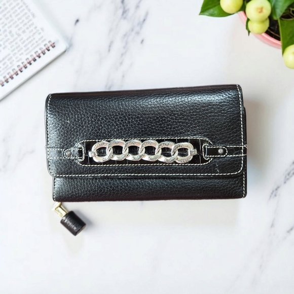 Brighton Handbags - **Black Wallet with Silver Chain Detail